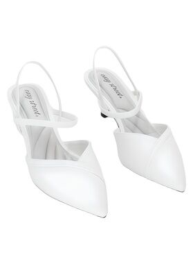 Easy Street Unna White Patent Pointed Toe Slingback 2" Kitten Heel Pumps Size 9